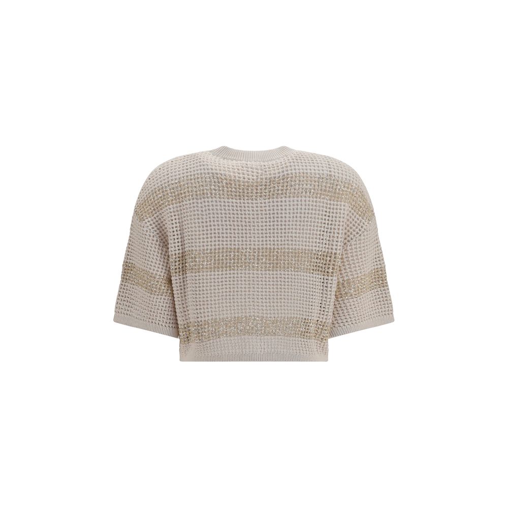 Brunello Cucinelli Beige Leinenstrickjacke-2