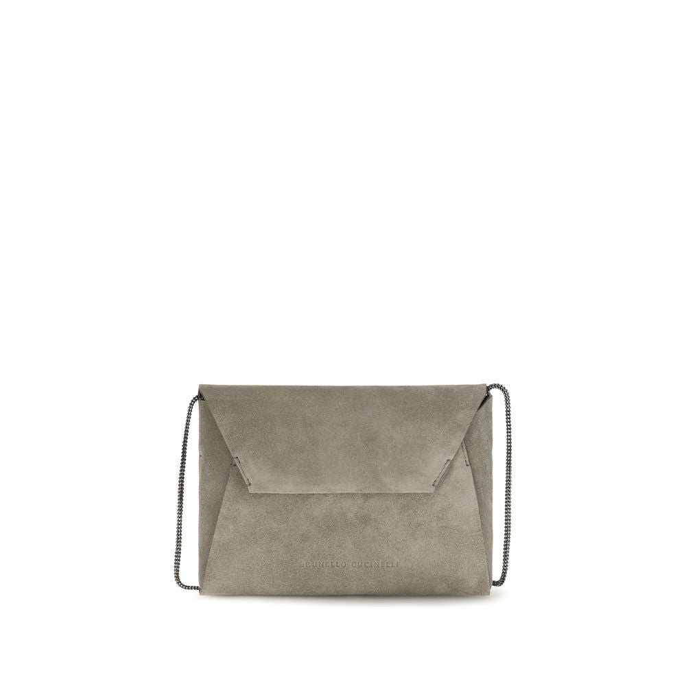 Brunello Cucinelli Grey Bos Taurus Calfskin Shoulder Bag-1