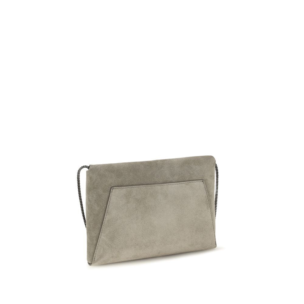 Brunello Cucinelli Grey Bos Taurus Calfskin Shoulder Bag-3