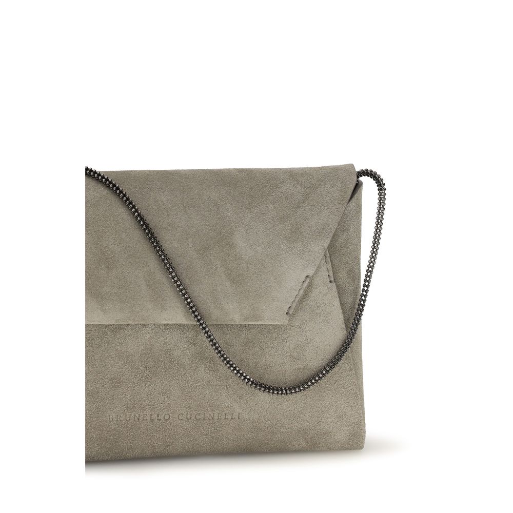 Brunello Cucinelli Grey Bos Taurus Calfskin Shoulder Bag-4