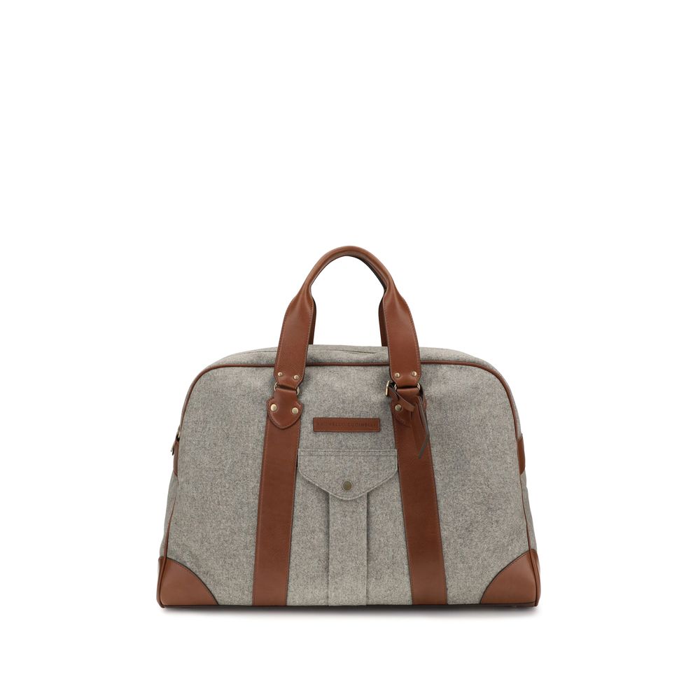 Brunello Cucinelli Beige Woll-Oves Aries Reisetasche-1