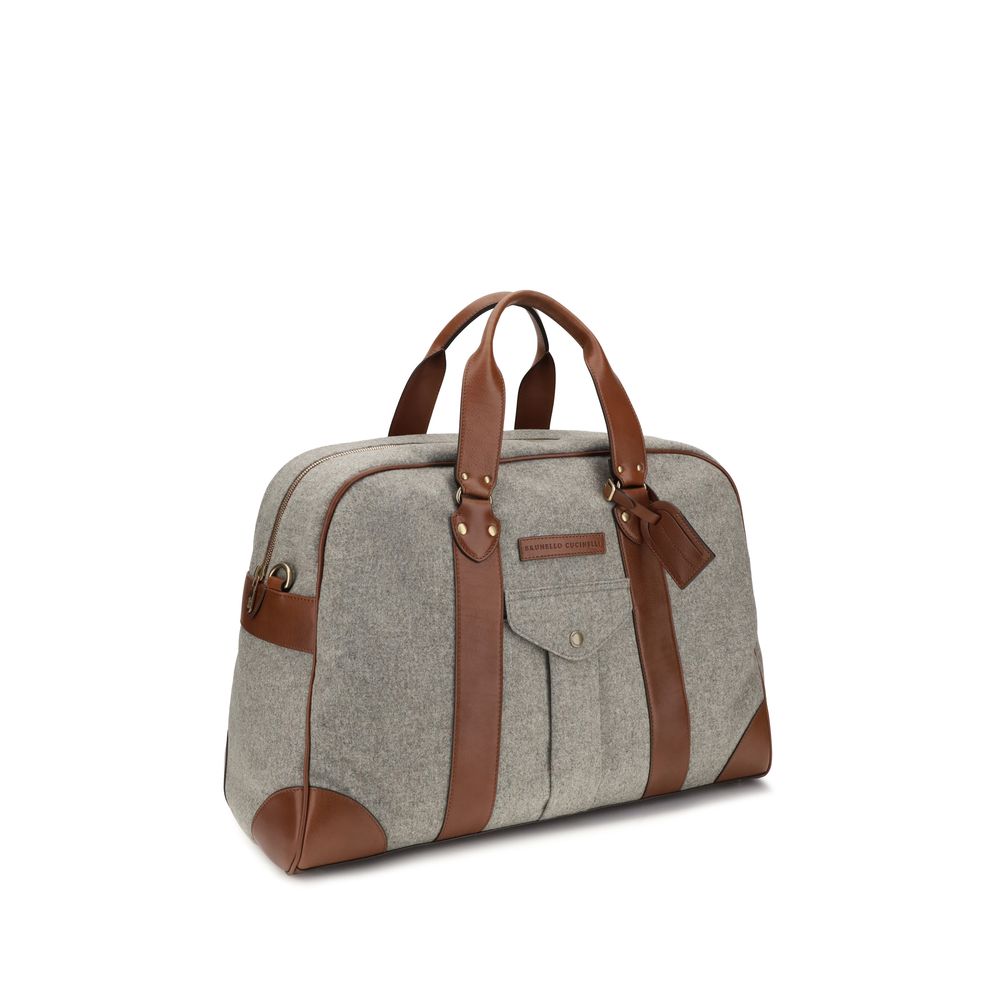Brunello Cucinelli Beige Woll-Oves Aries Reisetasche-2