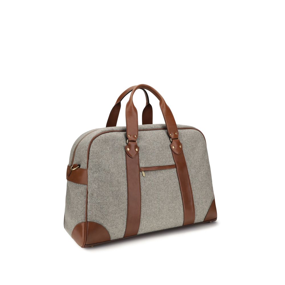 Brunello Cucinelli Beige Woll-Oves Aries Reisetasche-3