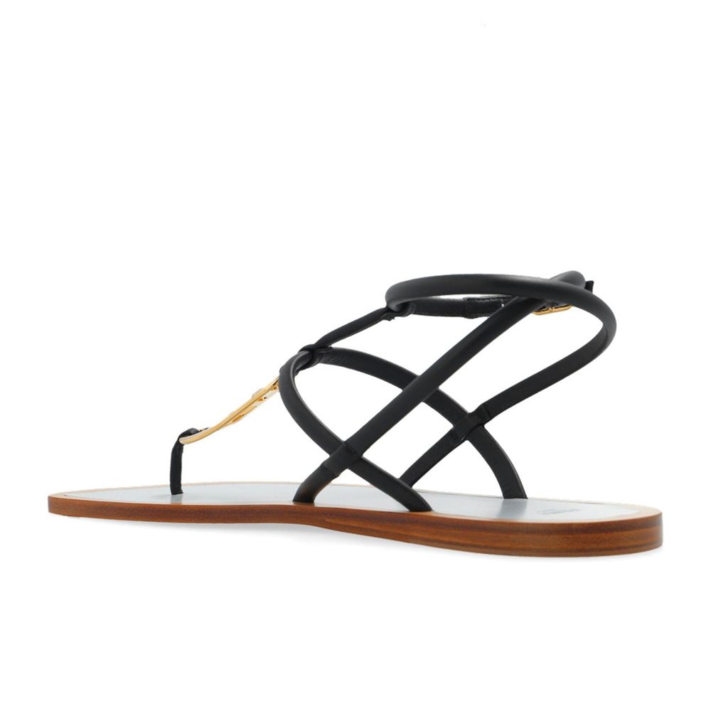 Fendi Schwarze flache Sandalen aus Leder-3