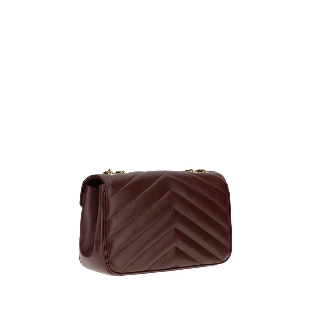 Saint Laurent Schultertasche aus bordeauxrotem Lammleder Ovis Aries Aries-3