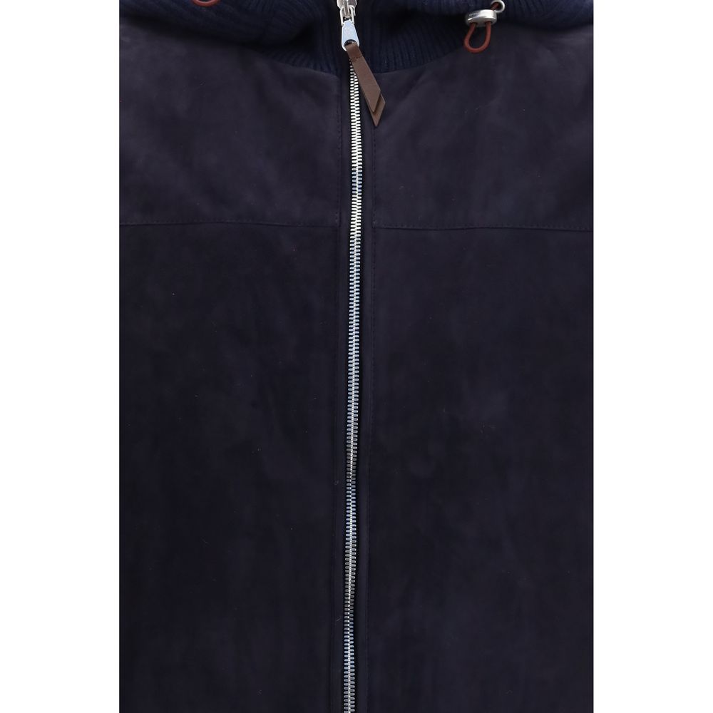Brunello Cucinelli Blaue Jacke aus Wolle Oves Aries in voller Länge-3