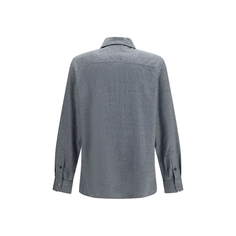 Brunello Cucinelli Graues Hemd aus Lammwolle Oves Aries-2