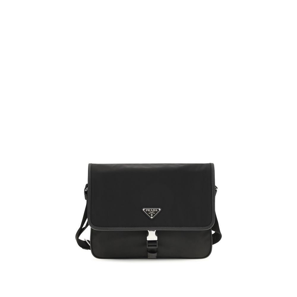 Prada Schwarze Schultertasche aus recyceltem Polyamid-1