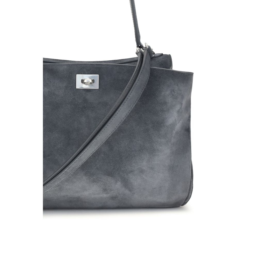 Balenciaga Graue Bos Taurus Kalbsleder Schultertasche-4