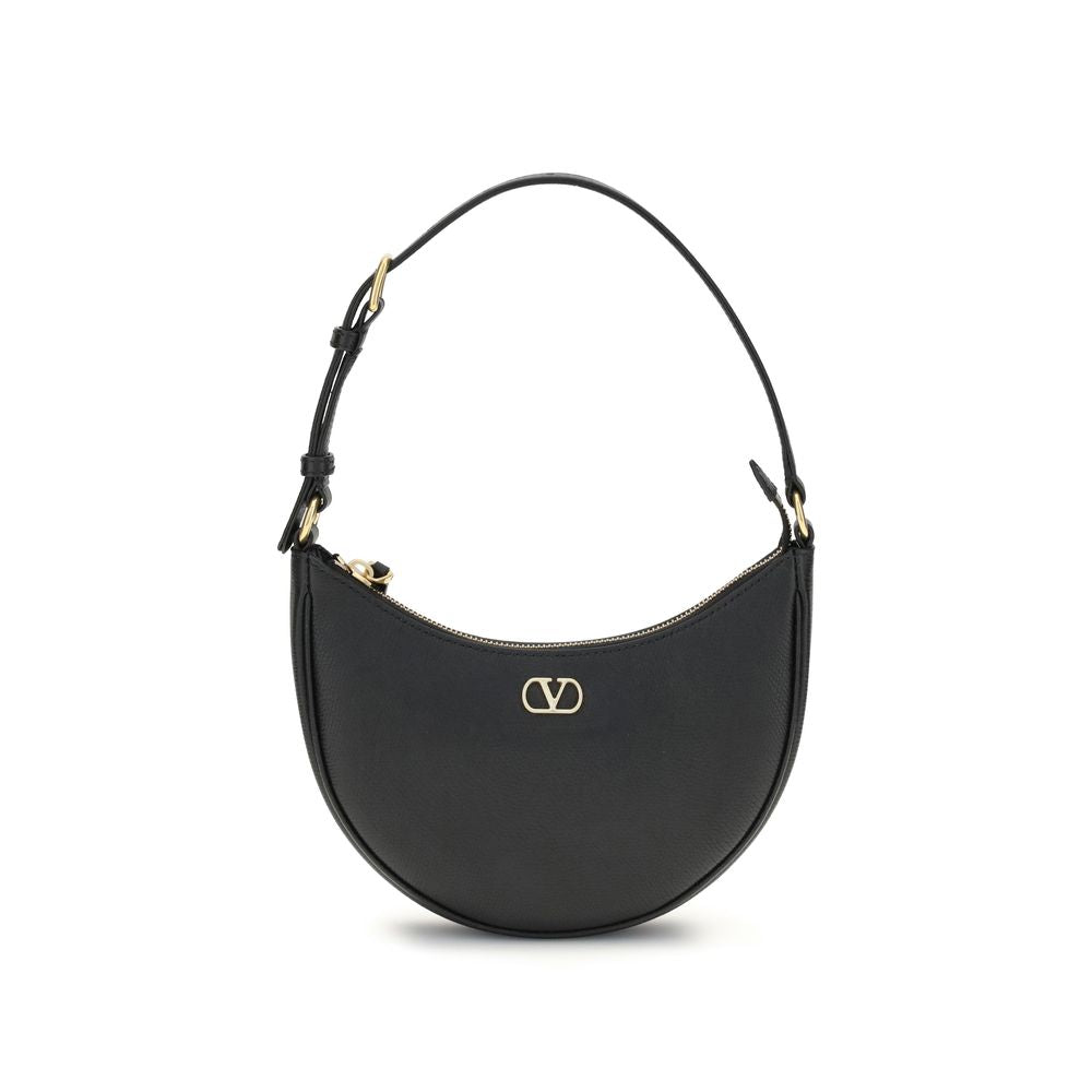 Valentino Garavani Schwarze Bos Taurus Kalbsleder Schultertasche-1