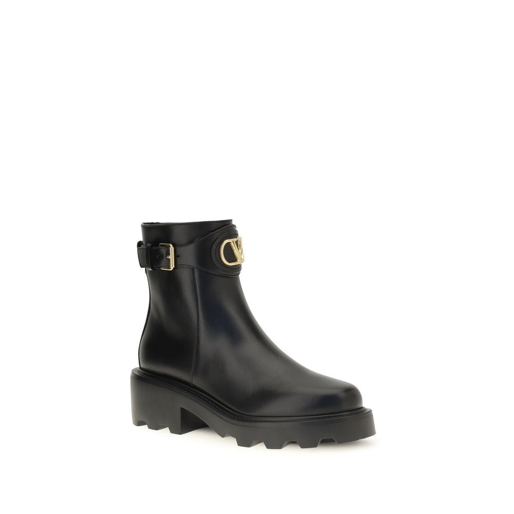 Valentino Garavani Schwarze Ankle Boots aus Kalbsleder Bos Taurus-2