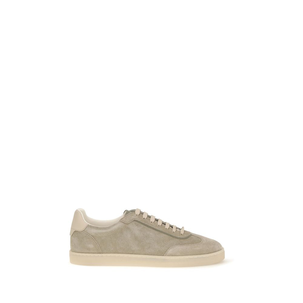 Brunello Cucinelli Beige Calf Leather Bos Taurus Sneakers-1