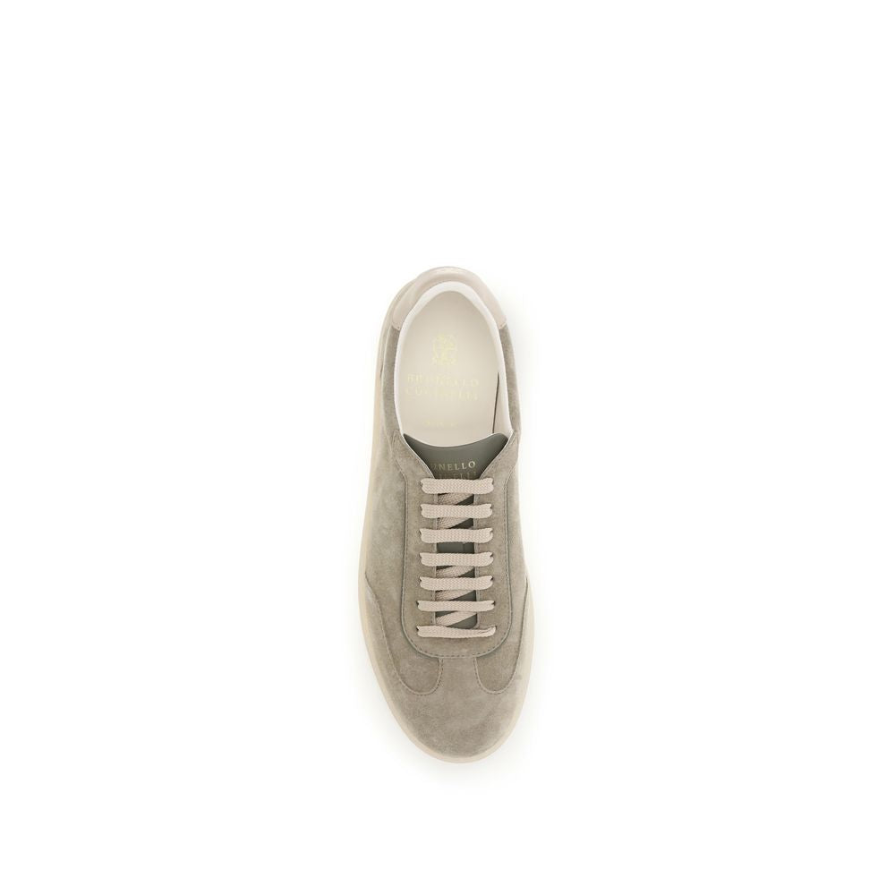 Brunello Cucinelli Beige Calf Leather Bos Taurus Sneakers-4