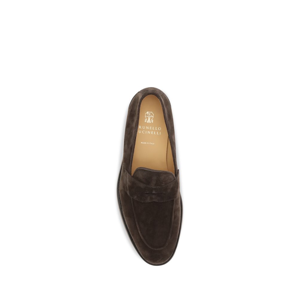 Brunello Cucinelli Braune Kalbsleder Bos Taurus Loafer zum Hineinschlüpfen-4