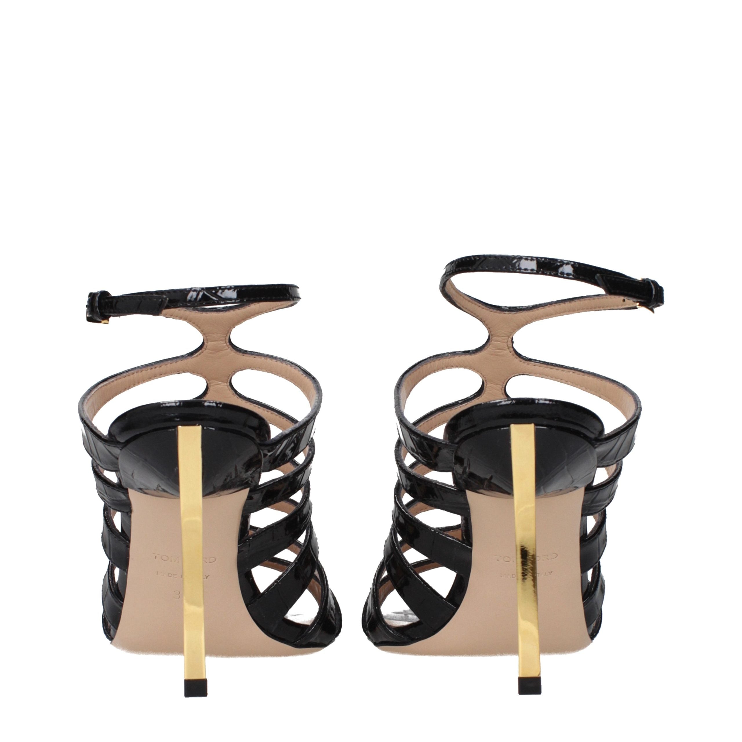 Tom Ford Schwarze Leder-Stiletto-Sandalen-5
