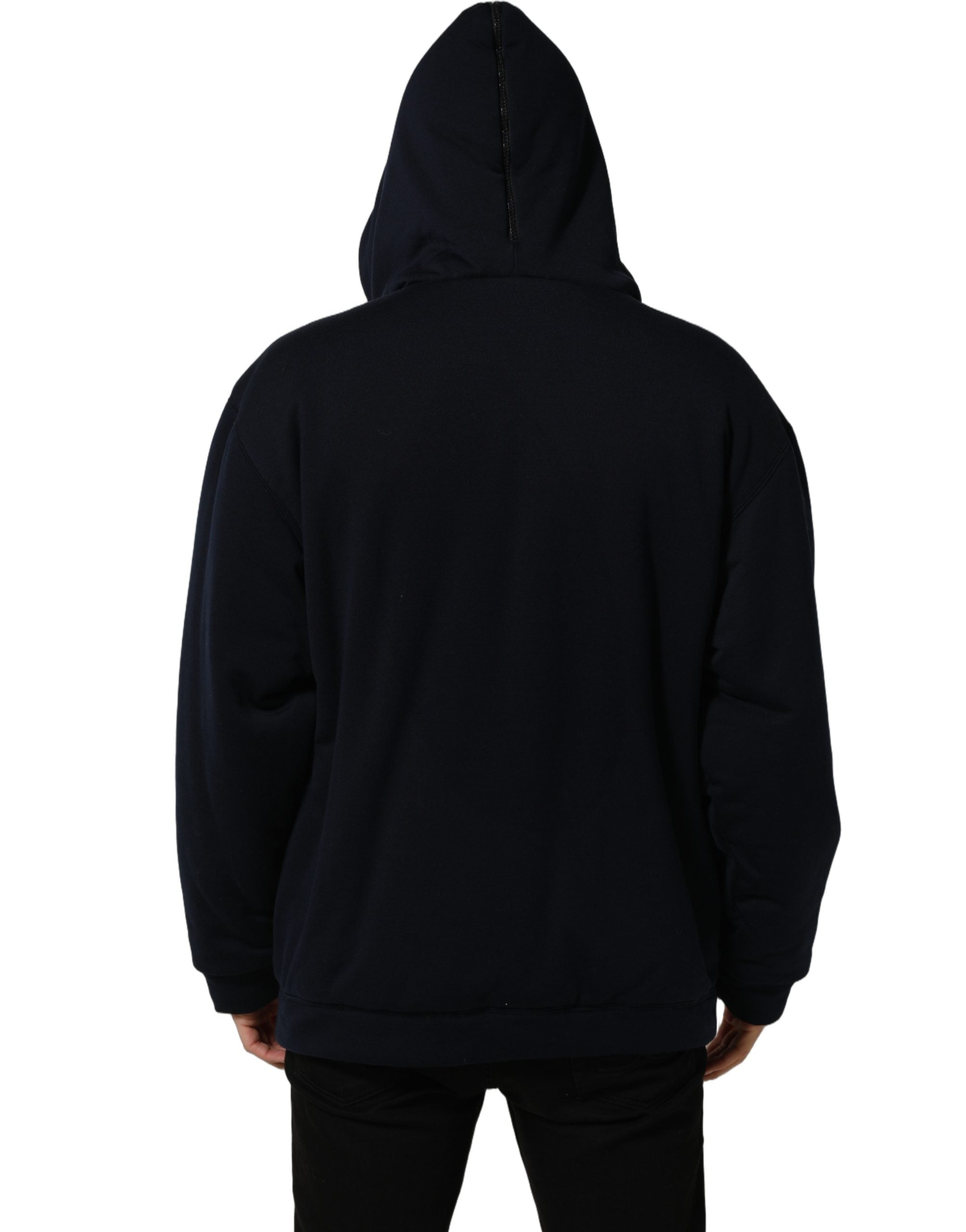 Dolce & Gabbana Schwarze Kapuzen-Bomberjacke aus Baumwolle mit durchgehendem Reißverschluss-6