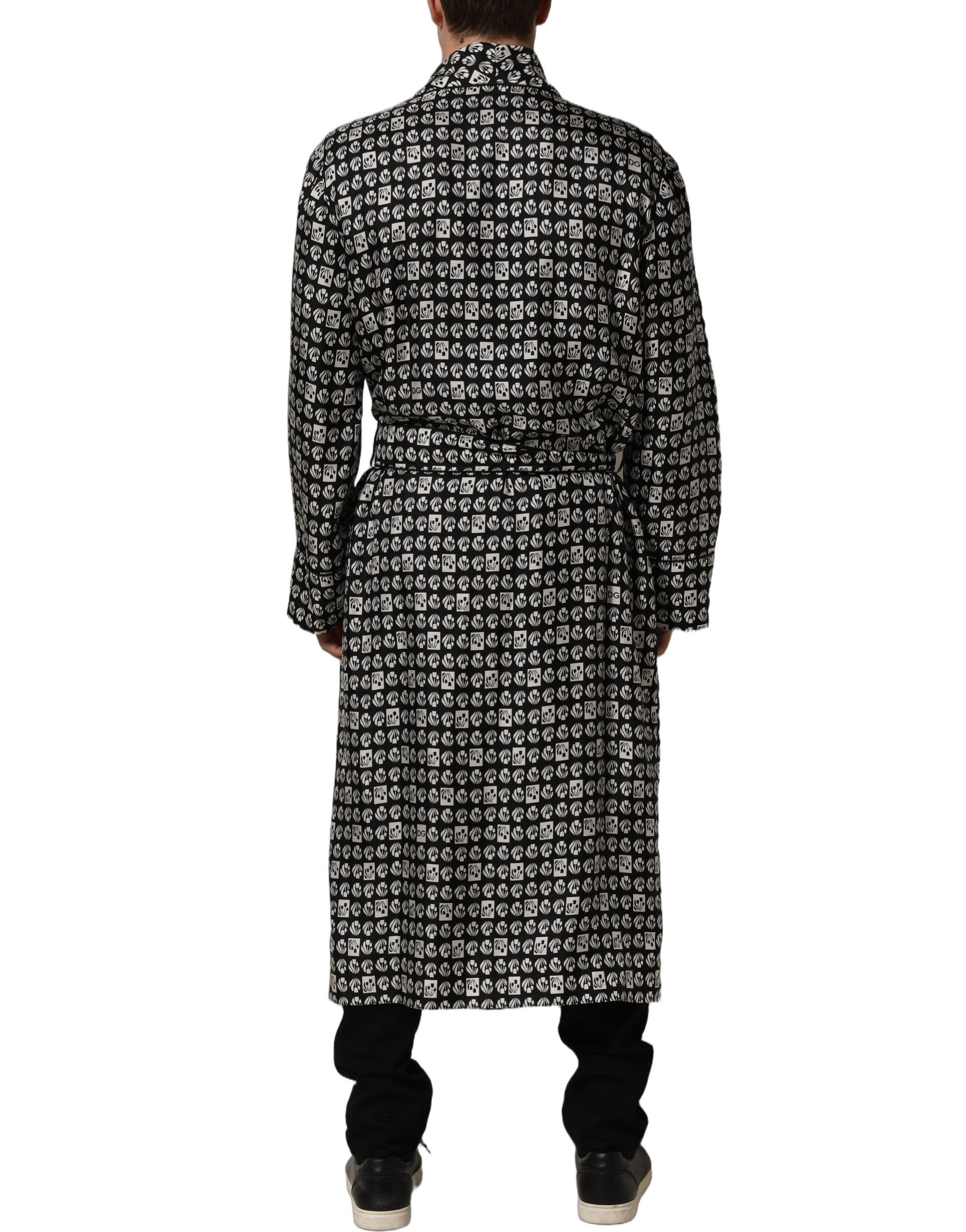 Dolce & Gabbana Seiden-Kimono-Mantel Schwarz-Weiß Herren-5