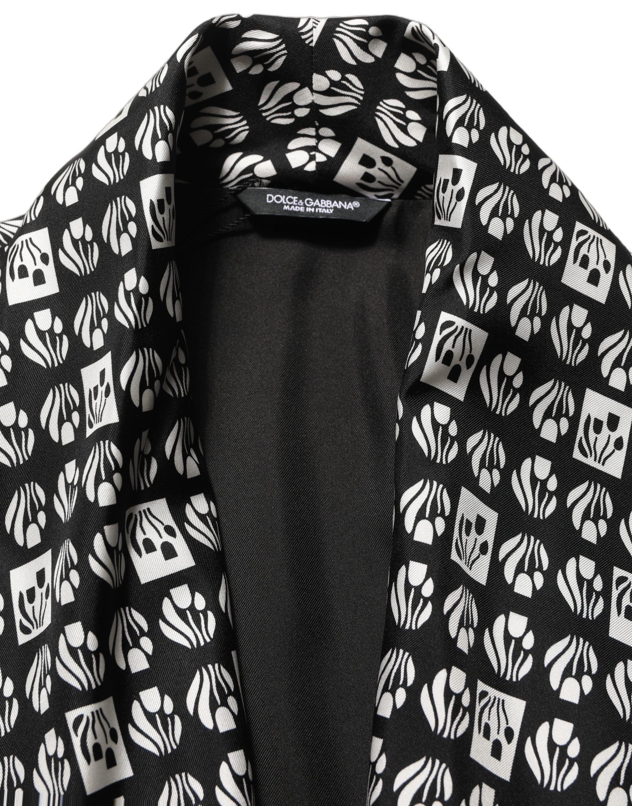 Dolce & Gabbana Seiden-Kimono-Mantel Schwarz-Weiß Herren-7