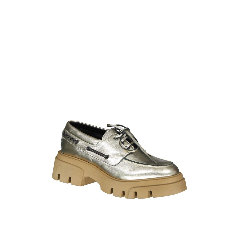 Brunello Cucinelli Plateau-Loafer aus goldenem Leder-2