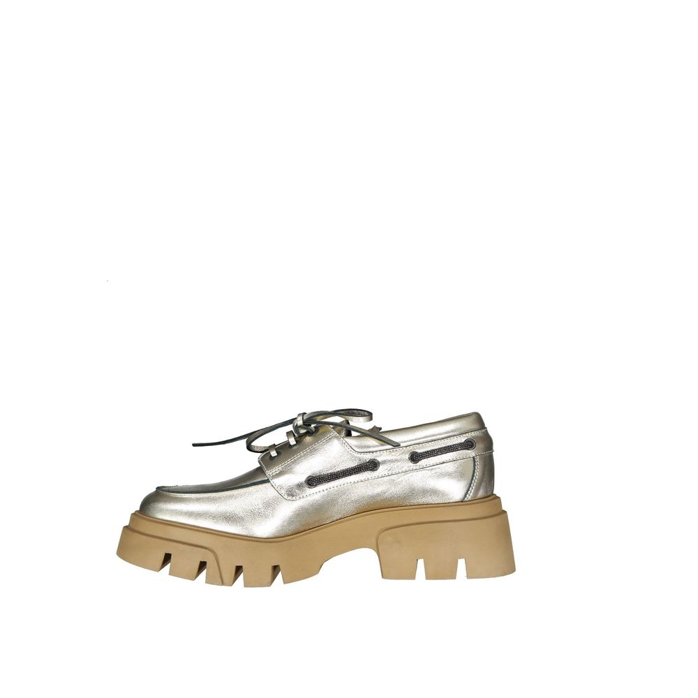 Brunello Cucinelli Plateau-Loafer aus goldenem Leder-3