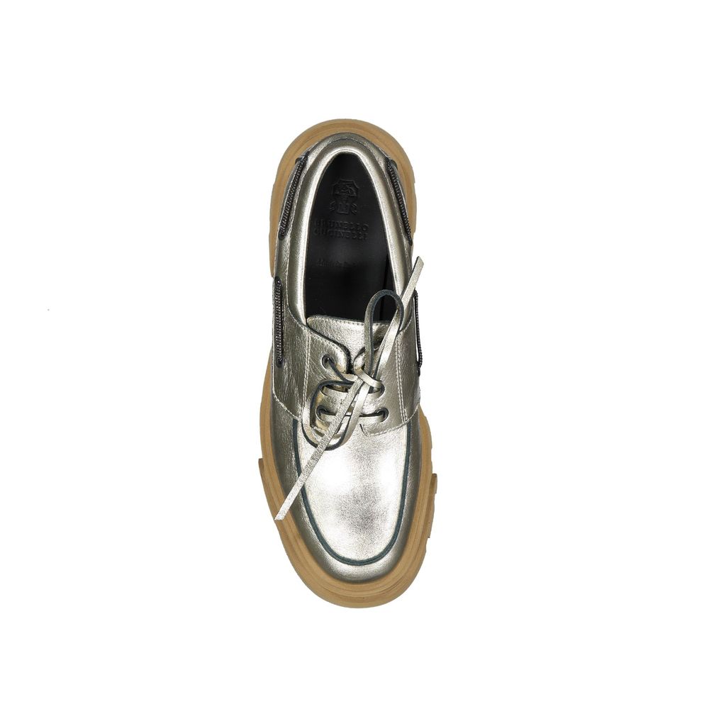 Brunello Cucinelli Plateau-Loafer aus goldenem Leder-4