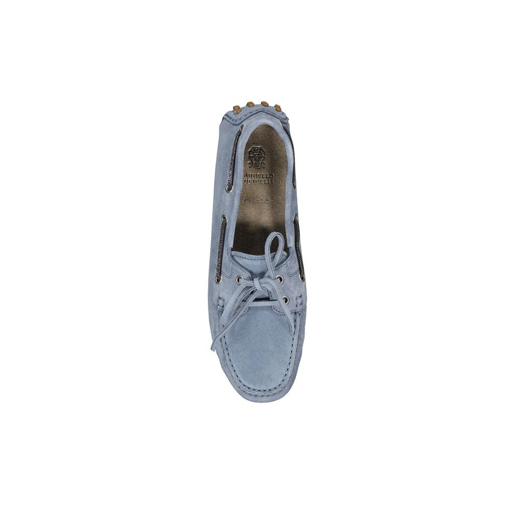 Brunello Cucinelli Blaue Mokassins aus Leder-4