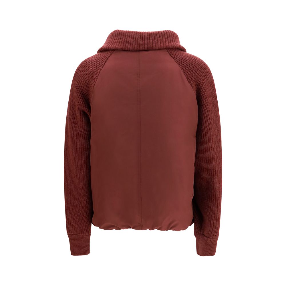 Brunello Cucinelli Bordeaux Polyester Jacke in voller Länge-2
