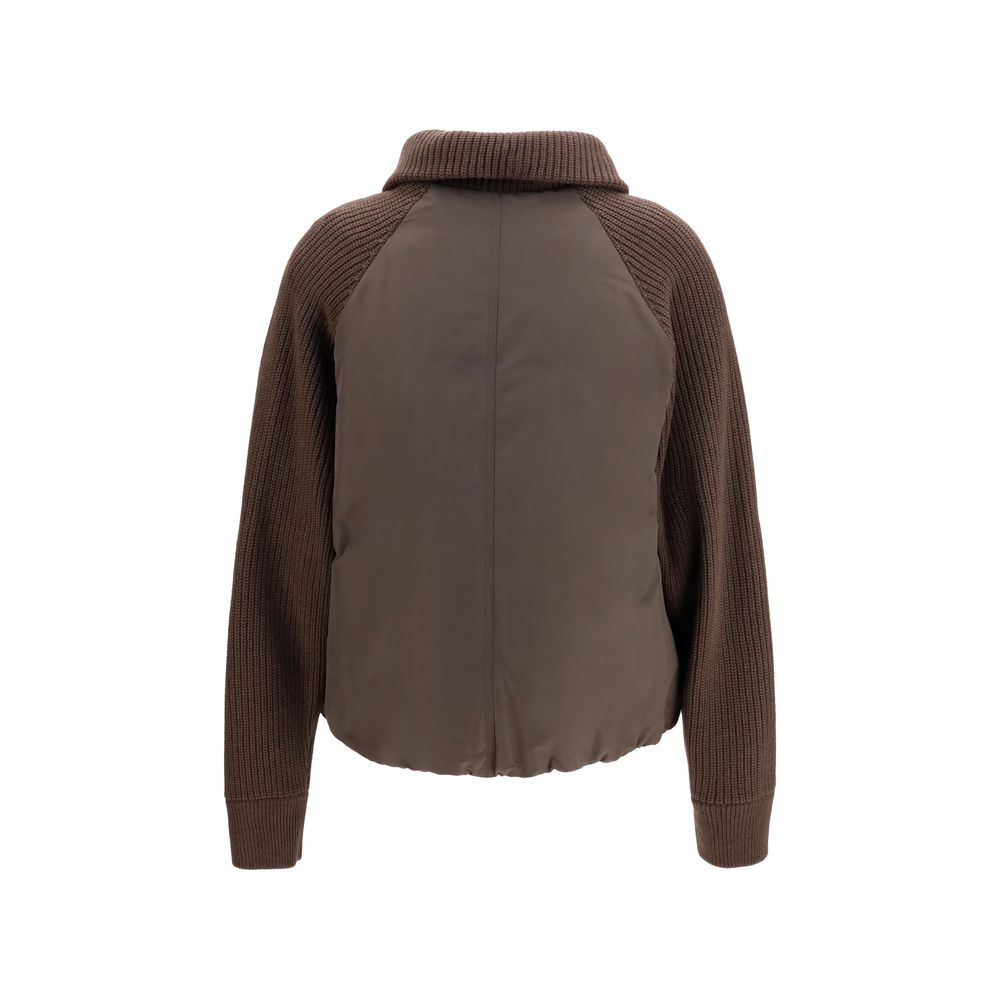 Brunello Cucinelli Braune Polyester-Jacke in voller Länge-2