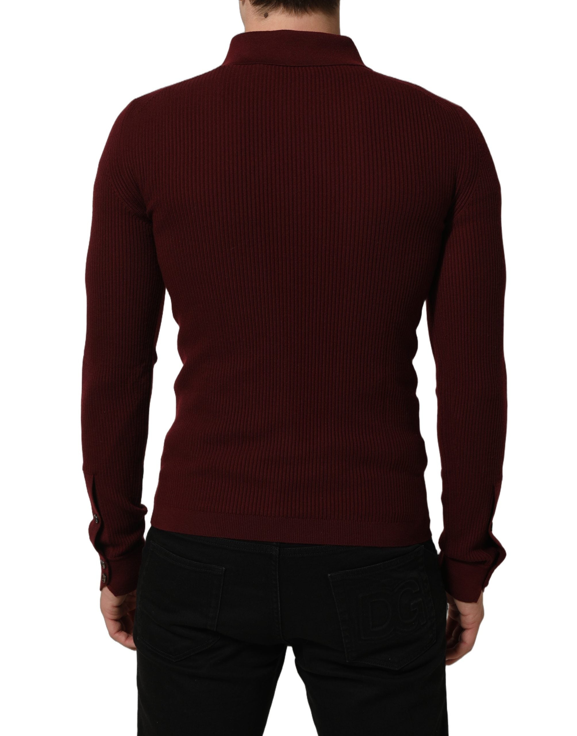 Dolce & Gabbana Burgunderfarbener Woll-Cardigan mit Knopfleiste-5