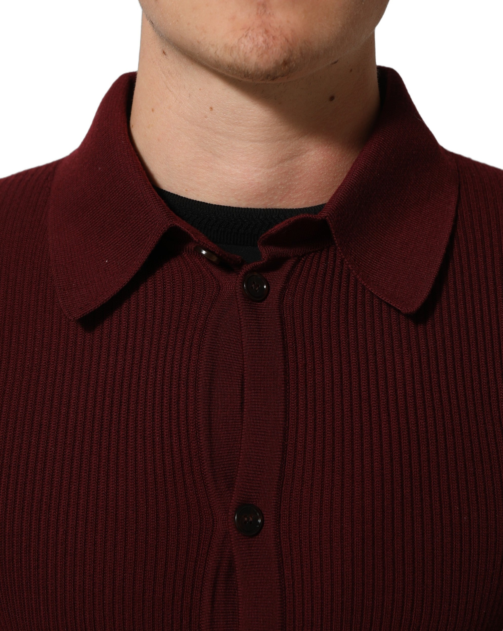 Dolce & Gabbana Burgunderfarbener Woll-Cardigan mit Knopfleiste-6