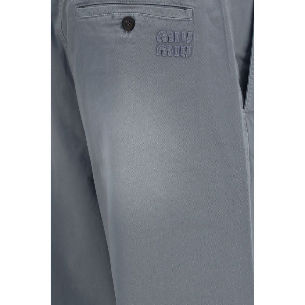 Miu Miu Graue Baumwoll-Freizeithose-3