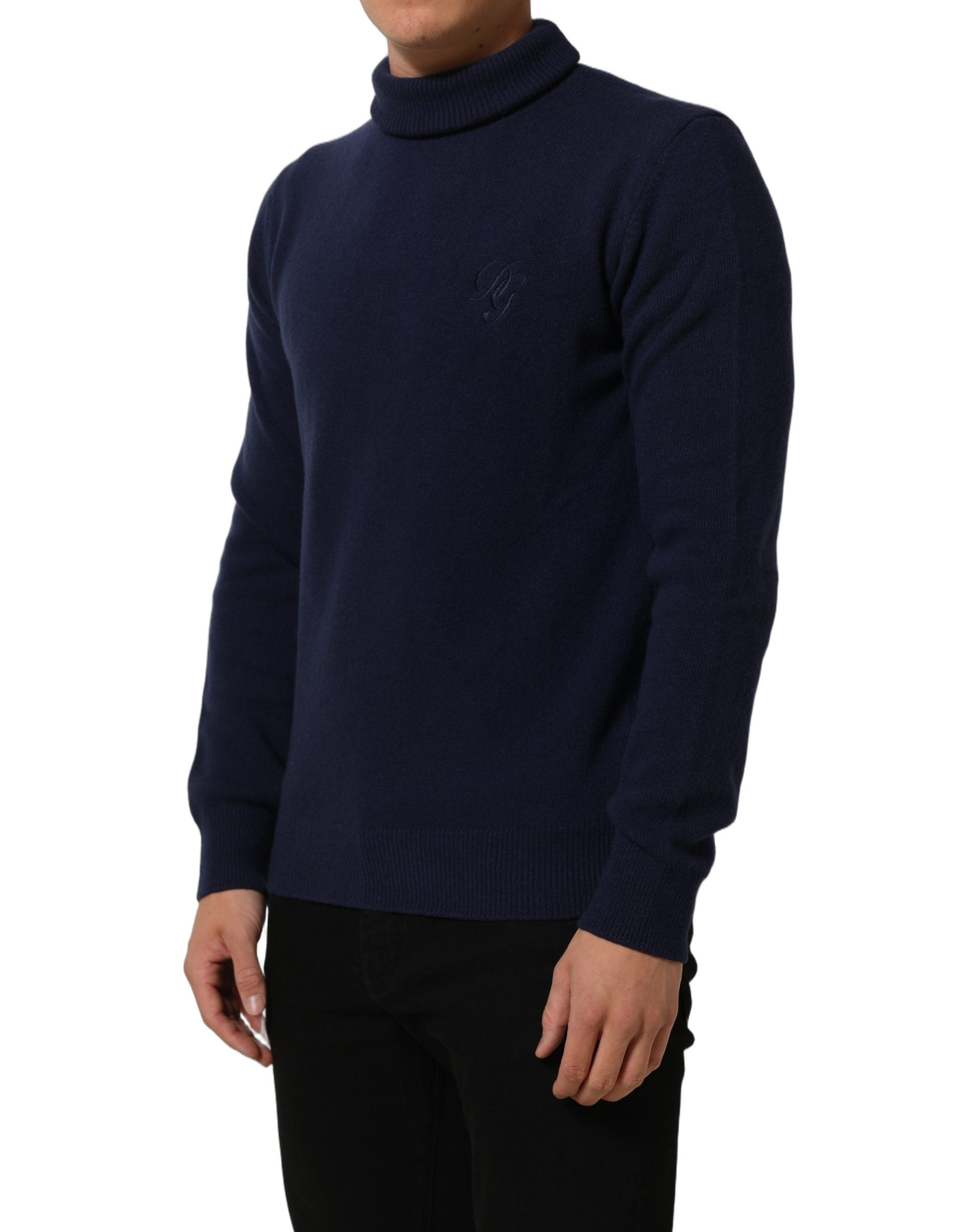Dolce & Gabbana Blauer Wollstrick-Rollkragenpullover-1