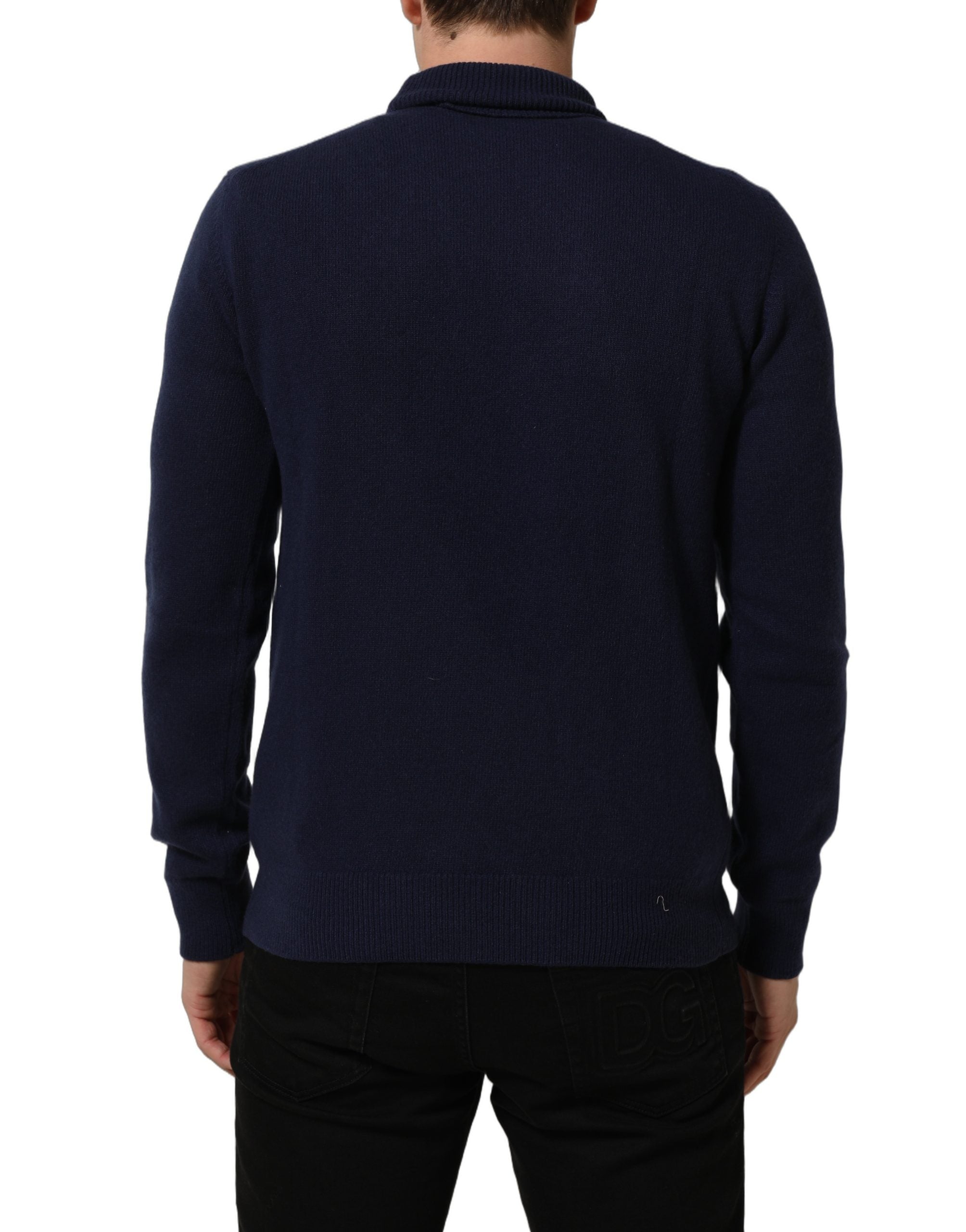 Dolce & Gabbana Blauer Wollstrick-Rollkragenpullover-2