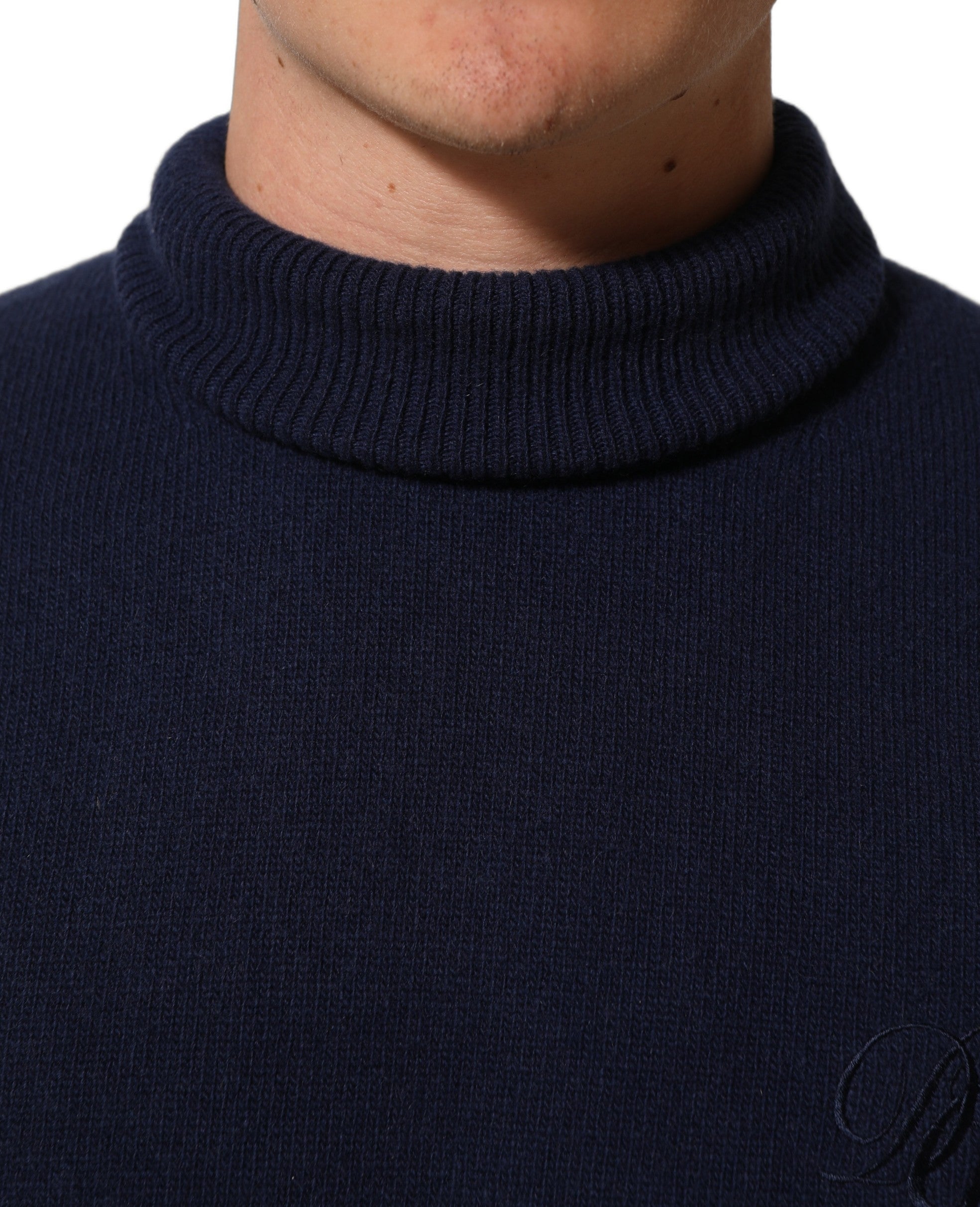 Dolce & Gabbana Blauer Wollstrick-Rollkragenpullover-5
