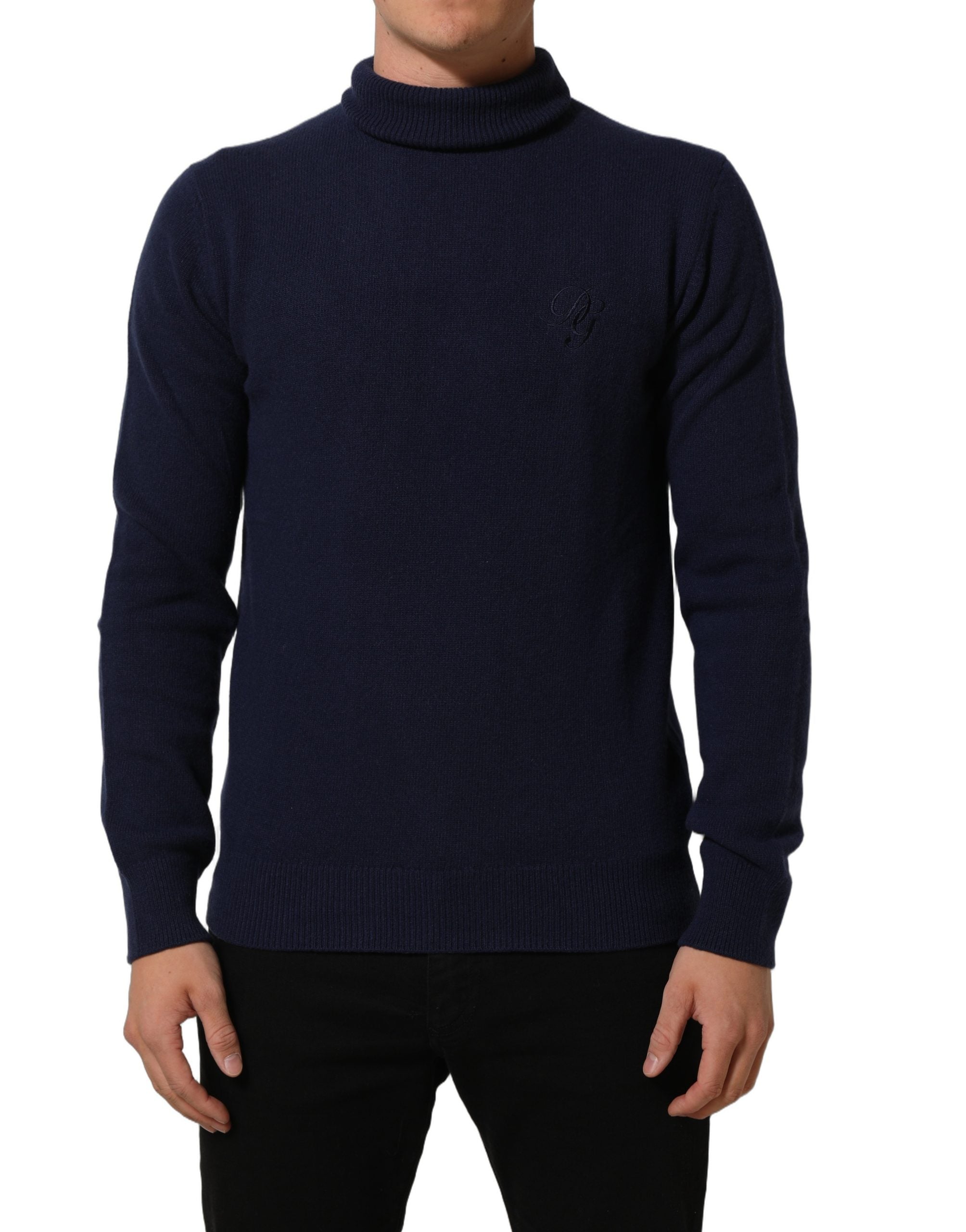 Dolce & Gabbana Blauer Wollstrick-Rollkragenpullover-7