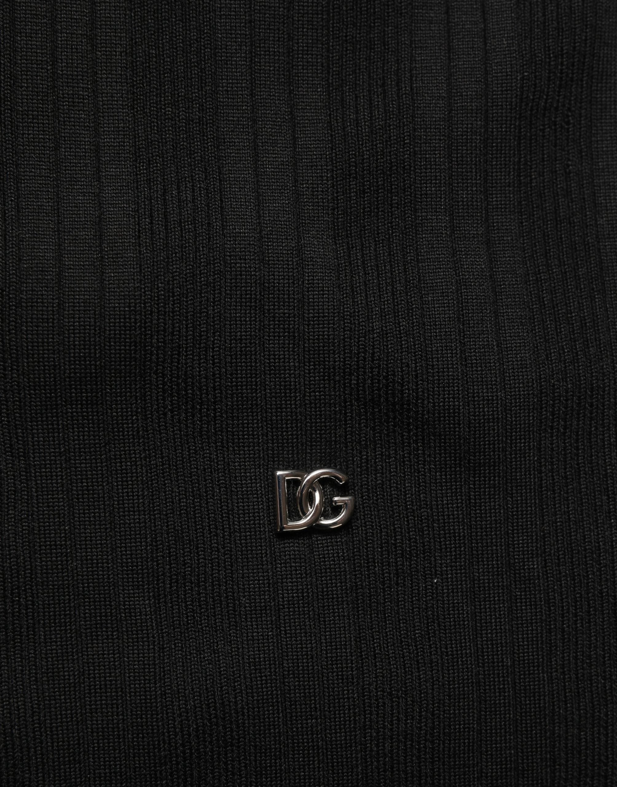 Dolce & Gabbana Schwarzer Henley-Pullover aus Seidenmischung für Herren-1