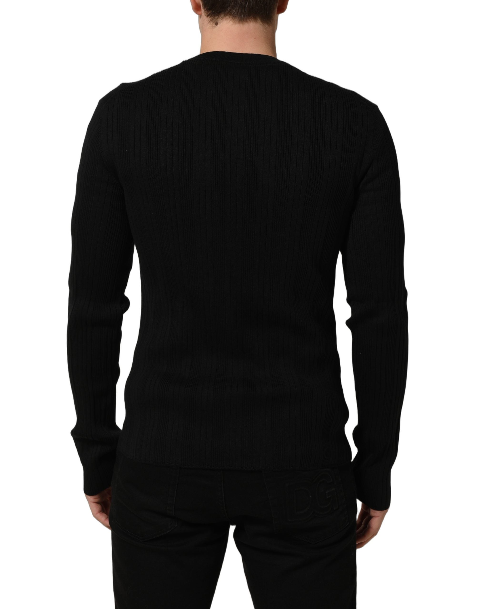 Dolce & Gabbana Schwarzer Henley-Pullover aus Seidenmischung für Herren-6