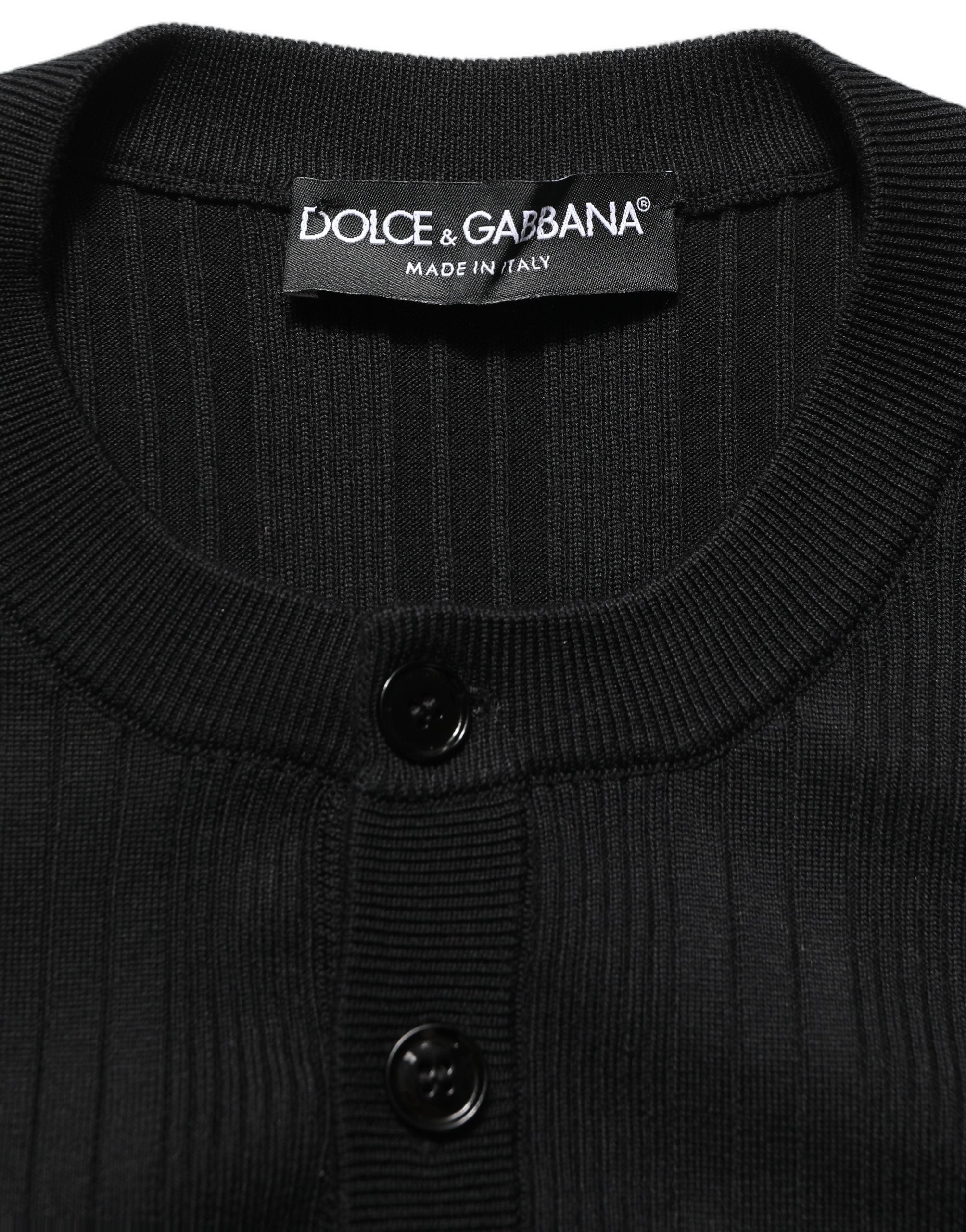 Dolce & Gabbana Schwarzer Henley-Pullover aus Seidenmischung für Herren-7