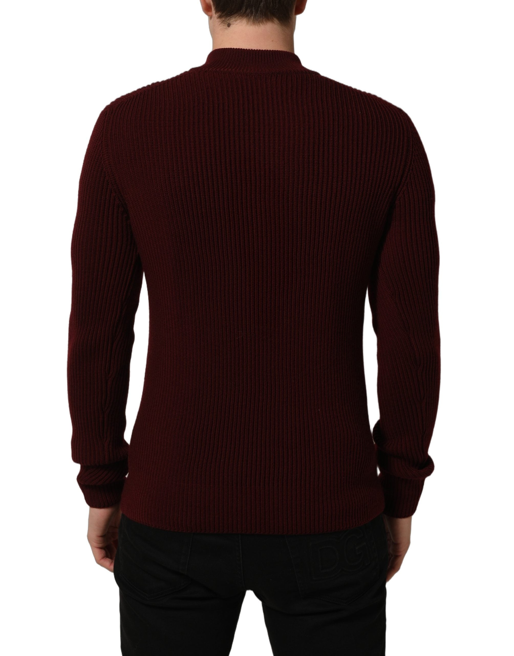 Dolce & Gabbana Burgunderfarbener Wollpullover mit halblangem Reißverschluss für Herren-1