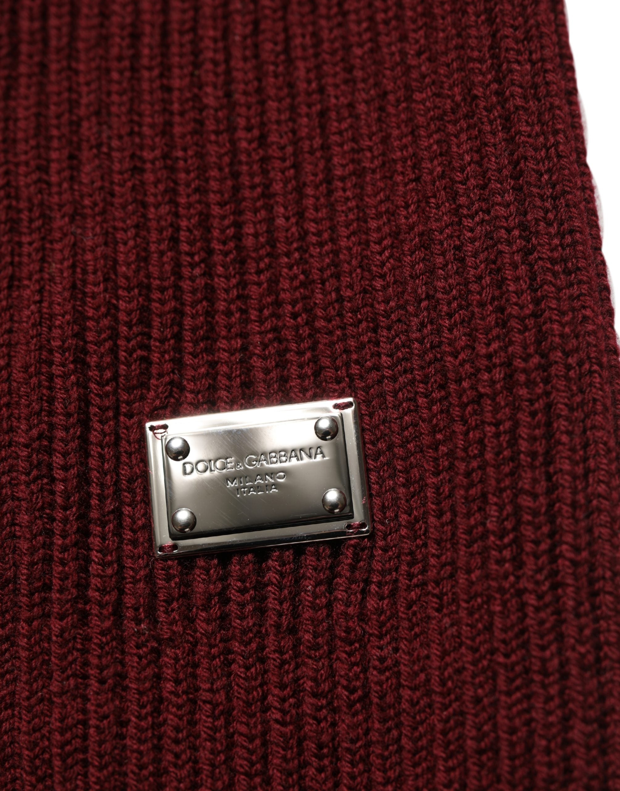 Dolce & Gabbana Burgunderfarbener Wollpullover mit halblangem Reißverschluss für Herren-3