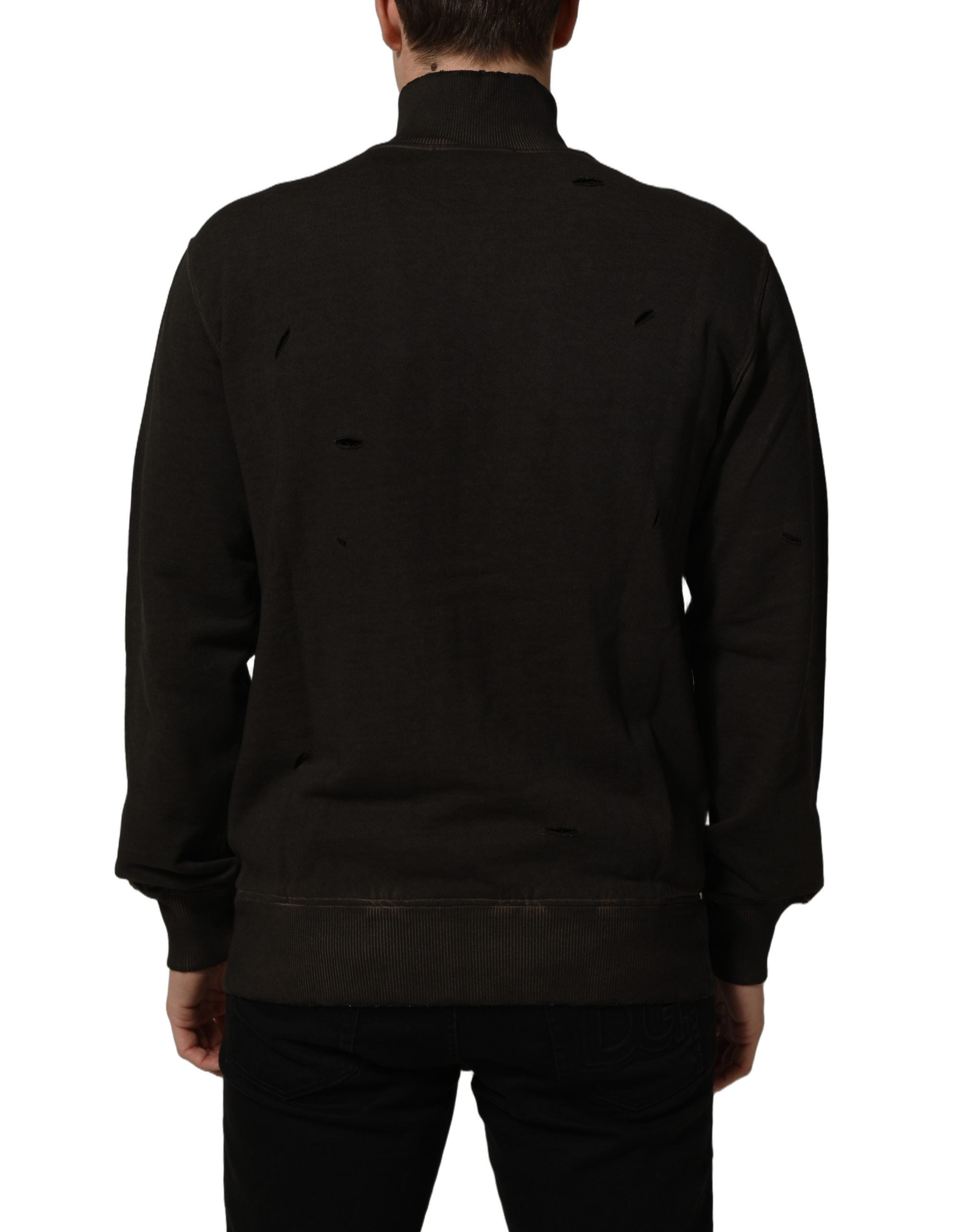Dolce & Gabbana Brauner Logo-Print Sweatshirt mit durchgehendem Reißverschluss-4