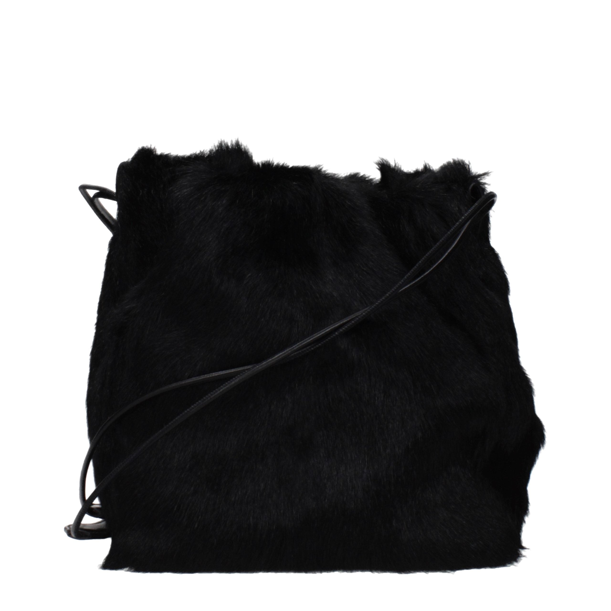 Jil Sander Schwarze Schultertasche aus Fell-1