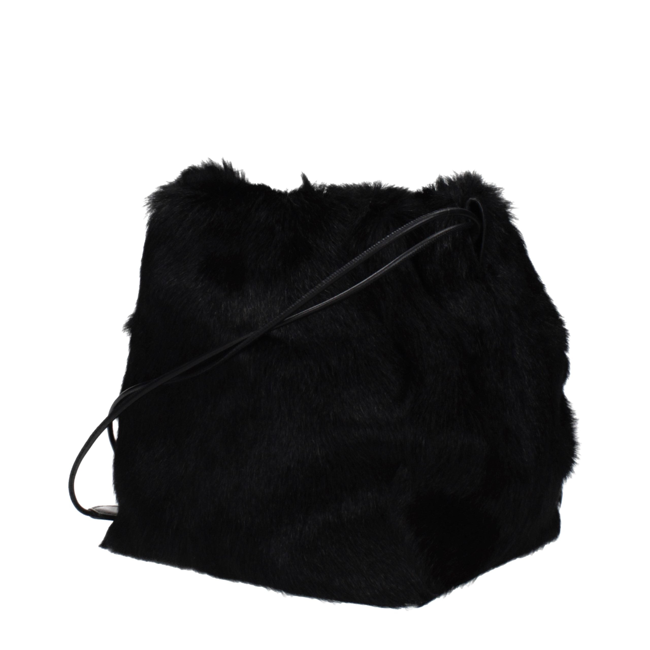 Jil Sander Schwarze Schultertasche aus Fell-2