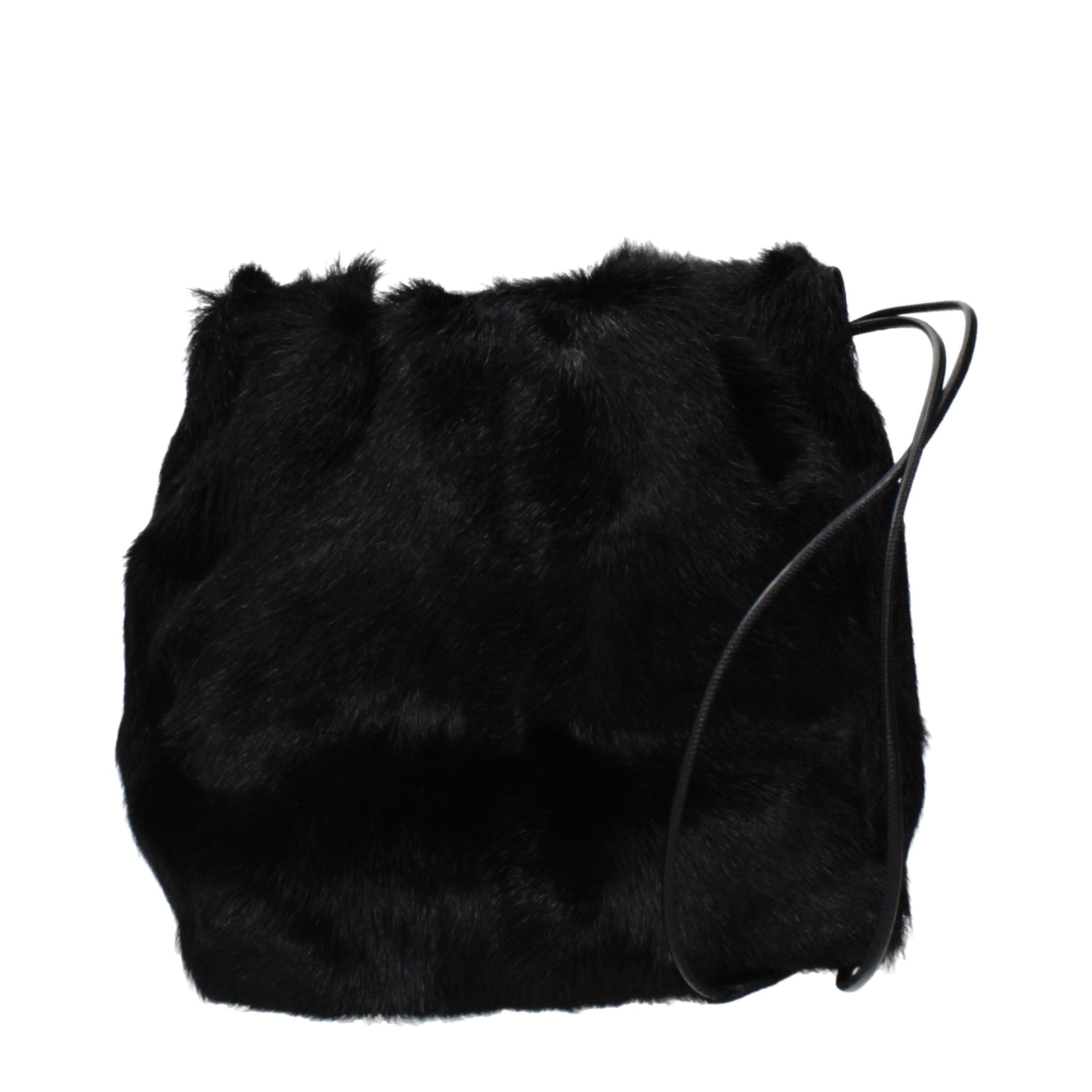 Jil Sander Schwarze Schultertasche aus Fell-3