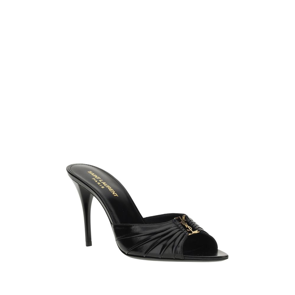 Saint Laurent Schwarze Lammleder-Sandalen mit Stiletto-Absatz Ovis Aries Aries-2