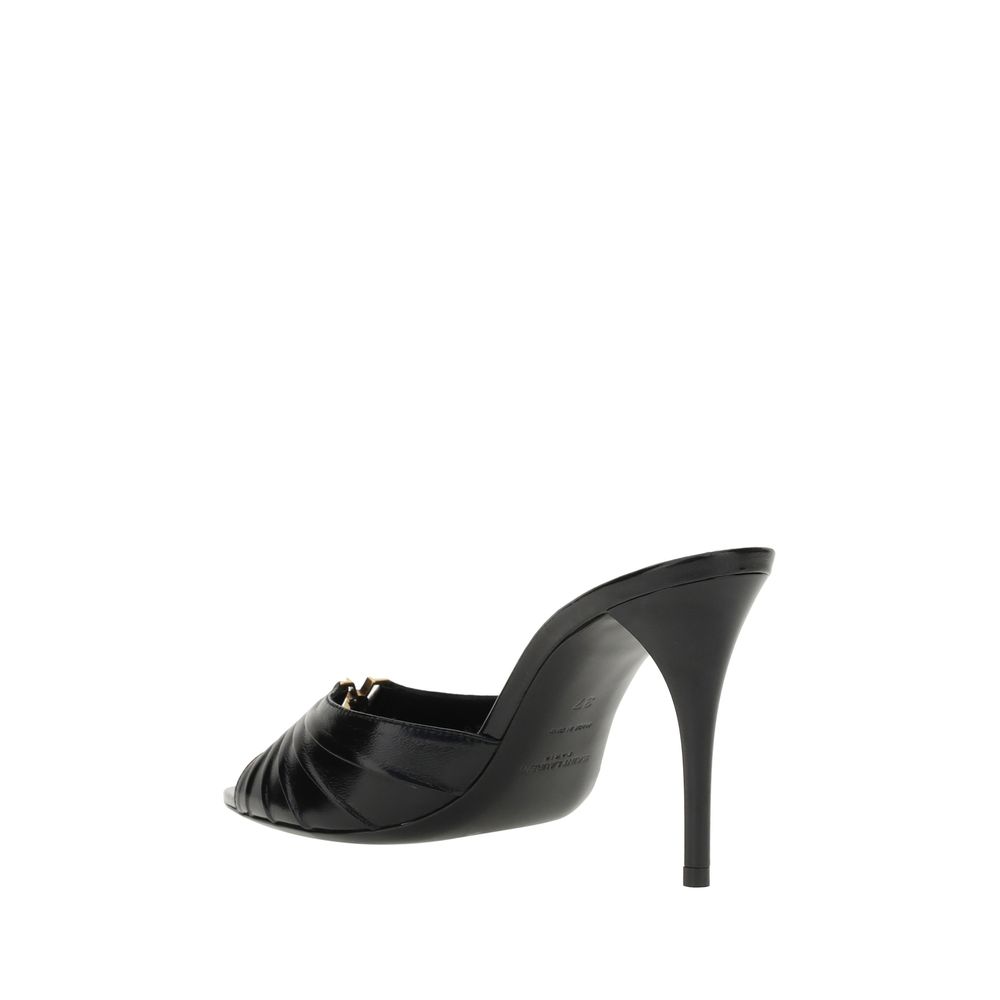 Saint Laurent Schwarze Lammleder-Sandalen mit Stiletto-Absatz Ovis Aries Aries-3