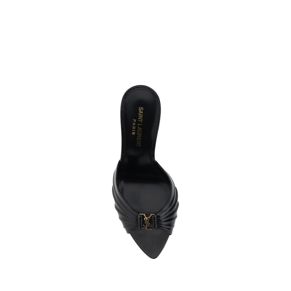 Saint Laurent Schwarze Lammleder-Sandalen mit Stiletto-Absatz Ovis Aries Aries-4