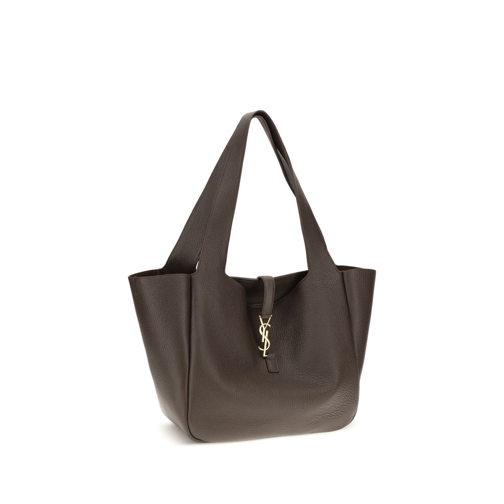 Saint Laurent Braune Kalbsleder Bos Taurus Schultertasche-2