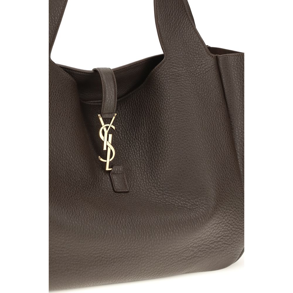 Saint Laurent Braune Kalbsleder Bos Taurus Schultertasche-4