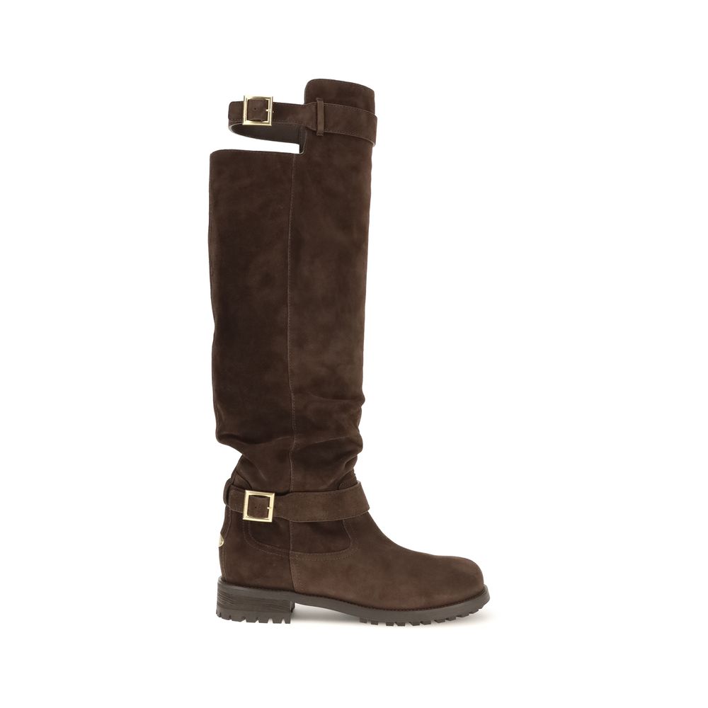 Jimmy Choo Braune Kalbsleder Bos Taurus Overknee-Stiefel-1